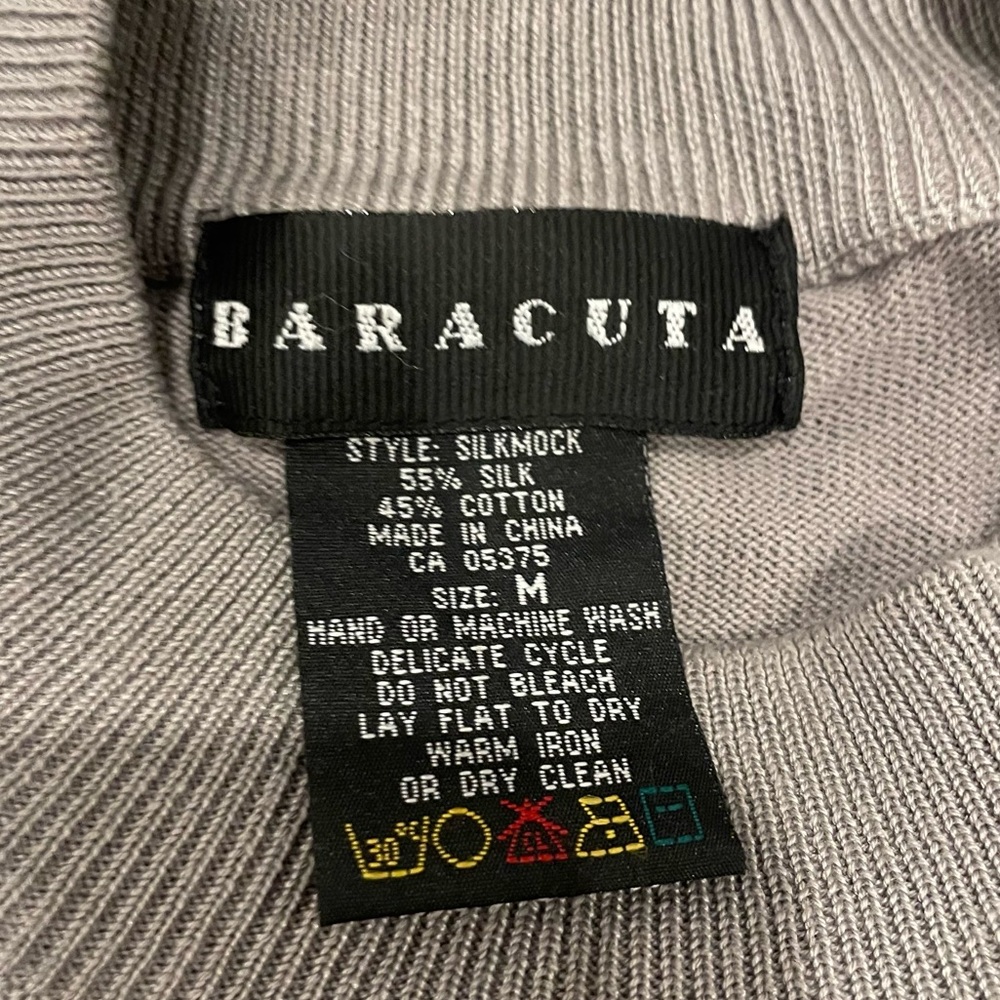 Baracuta Silk Cotton Mock Neck Sweater - Light Grey, Size M - Picture 3 of 4